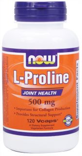 NOW Foods   L Proline 500 mg.   120 Vegetarian Capsules