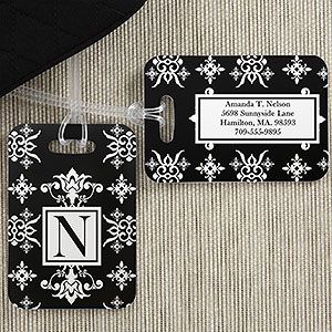 Monogram Luggage Tags   Damask