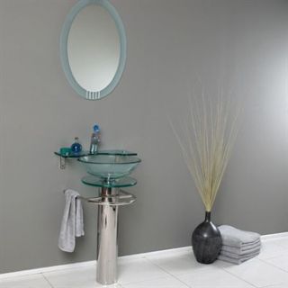 Fresca Ovale Modern Glass Bathroom Vanity with Frosted Edge Mirror