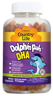 Country Life   Dolphin Pals DHA Gummies For Kids 100 mg.   90 Sour Gummies