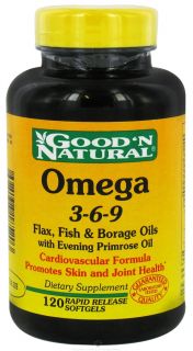 Good N Natural   Omega 3 6 9 Flax, Fish & Borage Oil with Evening Primrose Oil   120 Softgels