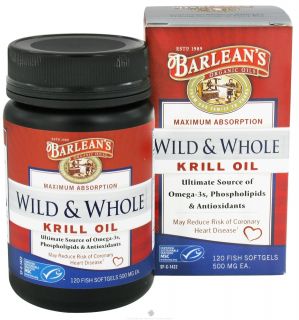 Barleans   Wild and Whole Krill Oil 500 mg.   120 Fish Softgel(s)