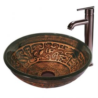 VIGO Golden Greek Glass Vessel Sink and Faucet Set in Oil Rubbed Bronze