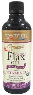Spectrum Essentials   Organic Flax Oil Omega 3 Ultra Lignan with Vitamin D   24 oz.