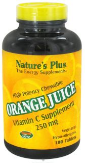 Natures Plus   Orange Juice Chewable Vitamin C 250 mg.   180 Chewable Tablets
