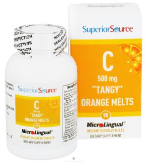 Superior Source   Vitamin C Tangy Orange Melts Instant Dissolve 500 mg.   90 Tablets