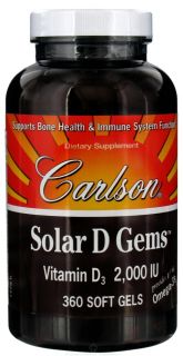 Carlson Labs   Solar D Gems Vitamin D3 2000 IU   360 Softgels