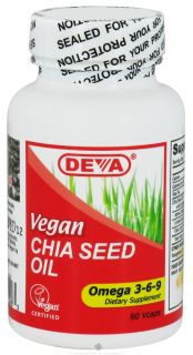 Deva Nutrition   Vegan Chia Seed Oil Omega 3 6 9   90 Vegetarian Capsules