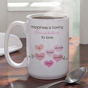 Large Personalized Coffee Mugs for Women   Happiness