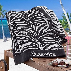 Personalized Beach Towels   Zebra Print