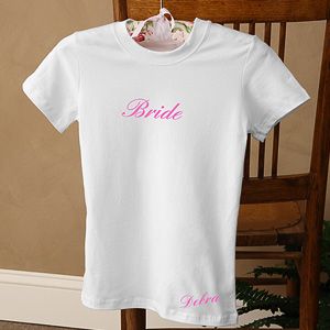 Ladies White Personalized Fitted T Shirt   Bridal Party Designs