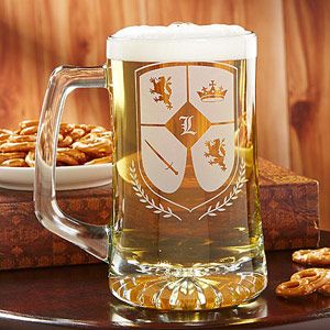 Personalized Beer Mugs   Initial Crest