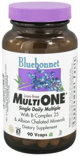 Bluebonnet Nutrition   Multi One Multivitamin & Multimineral Iron Free   90 Vegetarian Capsules