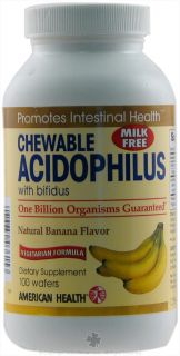 American Health   Acidophilus Chewable With Bifidus Natural Banana Flavor   100 Wafers