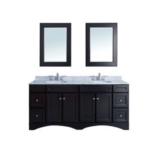 Stufurhome 72 Decker Double Sink Vanity with Carrera Marble Top