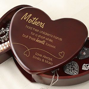 Cherry Wood Heart Personalized Jewelry Box