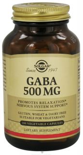 Solgar   GABA 500 mg.   100 Vegetarian Capsules