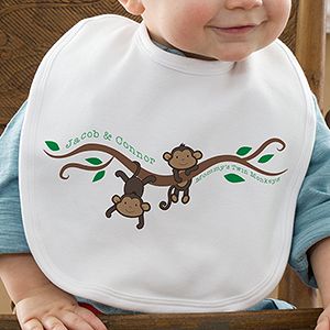 Personalized Baby Bibs for Twins   Two Little Monkeys