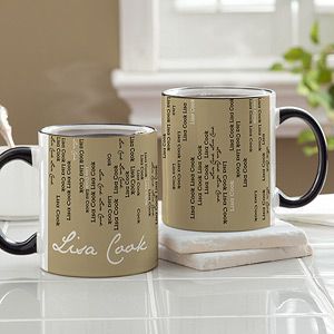 Personalized Cascading Names Coffee Mug   Black Handle