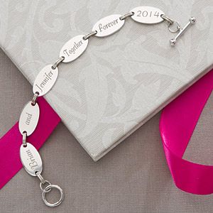 Engraved Sterling Silver Link Bracelet with Loving Messages