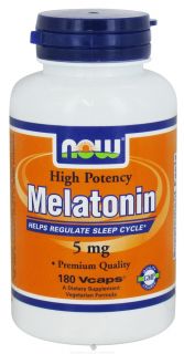 NOW Foods   Melatonin High Potency 5 mg.   180 Vegetarian Capsules