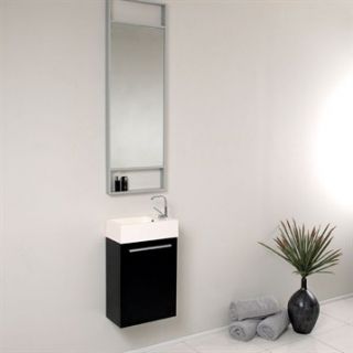 Fresca Pulito Small Black Modern Bathroom Vanity with Tall Mirror
