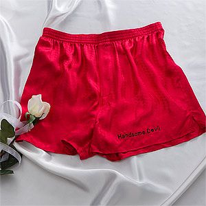Custom Name Personalized Red Silk Boxer Shorts