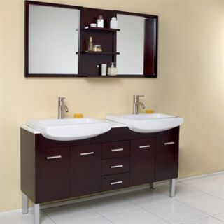 Fresca Vetta Espresso Modern Double Sink Bathroom Vanity with Mirror