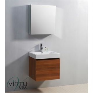 Virtu USA 24 Zuri Single Sink Bathroom Vanity with Polymarble Countertop   Plum