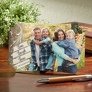 Personalized Photo Tabletop Plaque   Live, Laugh, Love