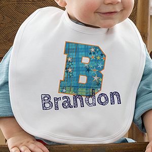 Personalized Boys Baby Bib   His Name & Initial