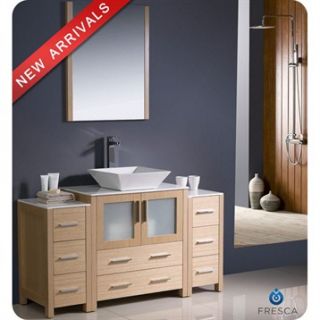Fresca Torino 54 Light Oak Modern Bathroom Vanity with 2 Side Cabinets & Vessel
