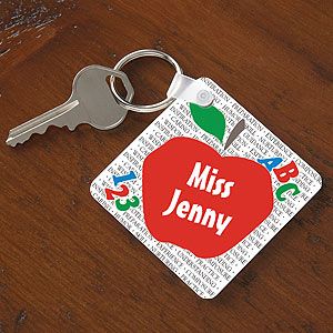 Personalized Red Apple Teacher Keychain