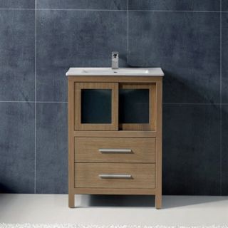 Vigo 24 inch Alessandro Single Bathroom Vanity   White Oak