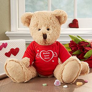 Personalized Teddy Bear Gift With Custom Heart T Shirt