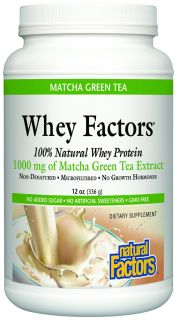 Natural Factors   Whey Factors 100% Natural Whey Protein Matcha Green Tea   12 oz.