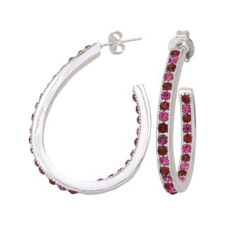 Bridge Jewelry Pure Silver Plated Multicolor Crystal Hoop Earrings