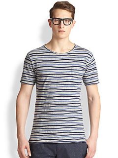 Bespoken Wavy Stripe Tee   Blue