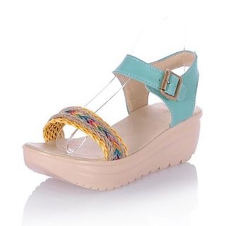 Leatherette Womens Wedge Heel Creepers Sandals With Buckle Shoes (More Colors)