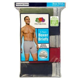 Fruit of the Loom Mens 5 Pack Assorted Boxer Briefs   XL