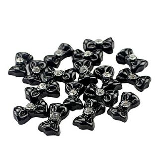 20PCS 3D Black Resin Rhinestone Bowknot Nail Decorations