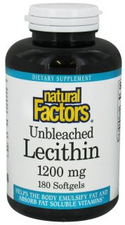 Natural Factors   Lecithin Unbleached 1200 mg.   180 Softgels