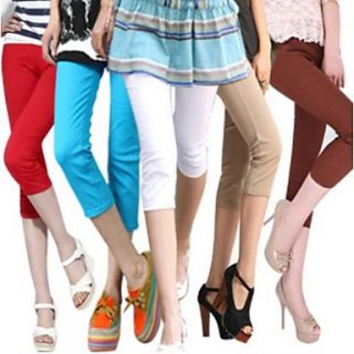 Womens Summer Solid Candy Color Seven Point Pencil Pants