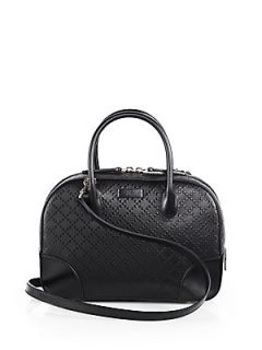 Gucci Bright Diamante Leather Top Handle Bag   Black