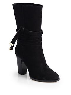 Jimmy Choo Suede Mid Calf Boots   Black