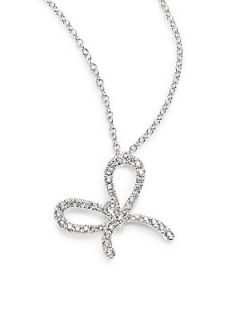 Kwiat Elements Diamond & 18K White Gold Bow Pendant Necklace   White Diamond