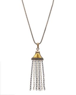 24K Gold & Sterling Silver Tassel Pendant Necklace