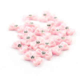 20PCS 3D Pink Resin Rhinestone Bowknot Nail Decorations