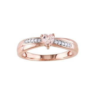 Heart Shaped Pink Morganite & Diamond Accent Ring, Womens