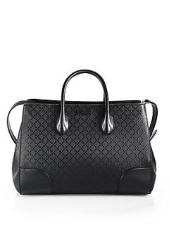 Gucci Bright Diamante Leather Top Handle Bag   Black